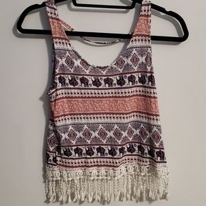 Boho Printed Tank with Fringe - Rue21